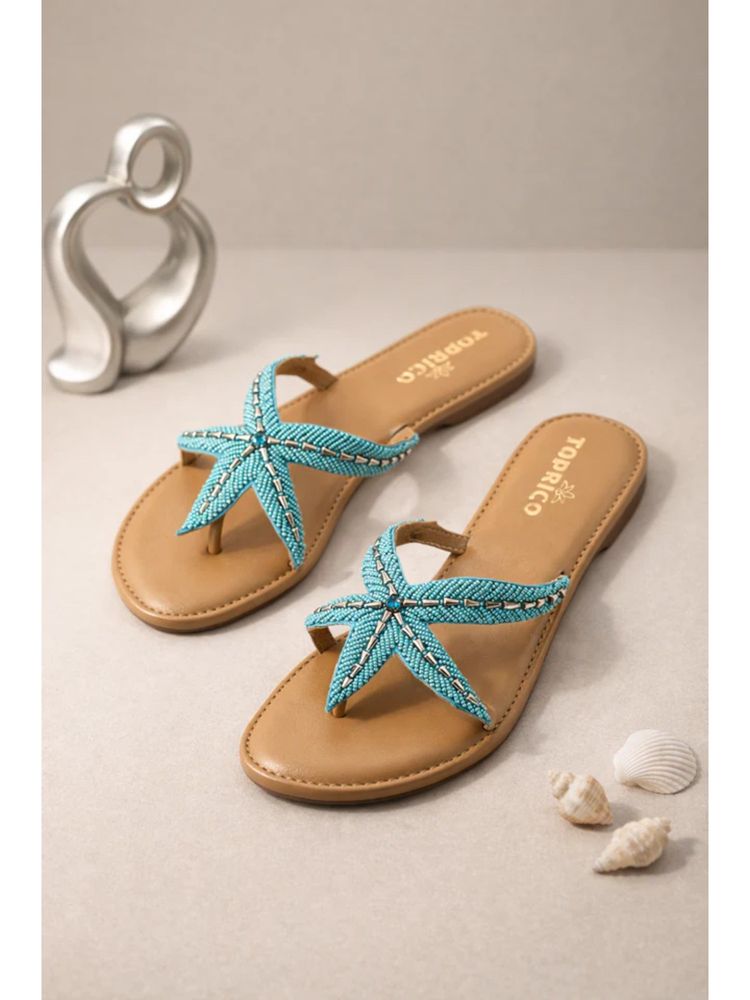 Toprico Starfish Blue Open Toe Flats-image-19