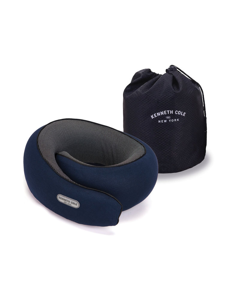 Kenneth Cole Navy Blue Memory Foam Travel Neck Pillow with Bag-image-7