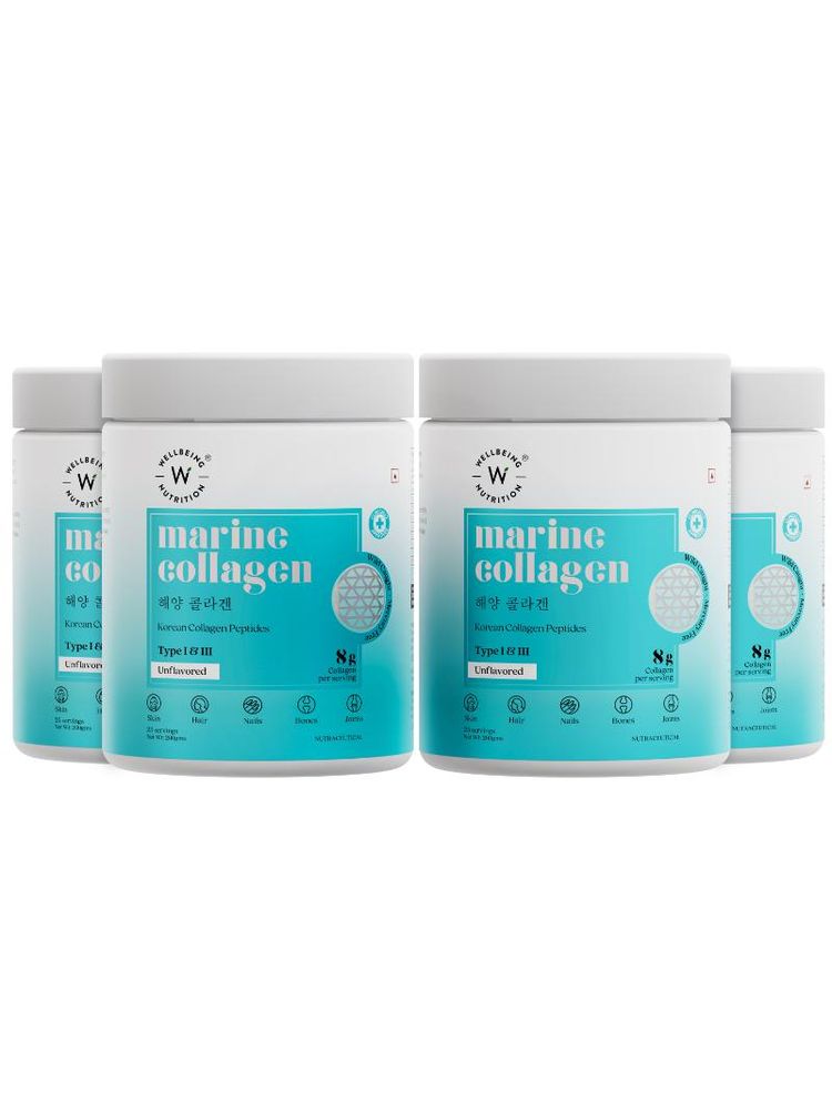 Wellbeing Nutrition Pure Korean Marine Collagen Peptides - Unflavoured (Pack of 4)