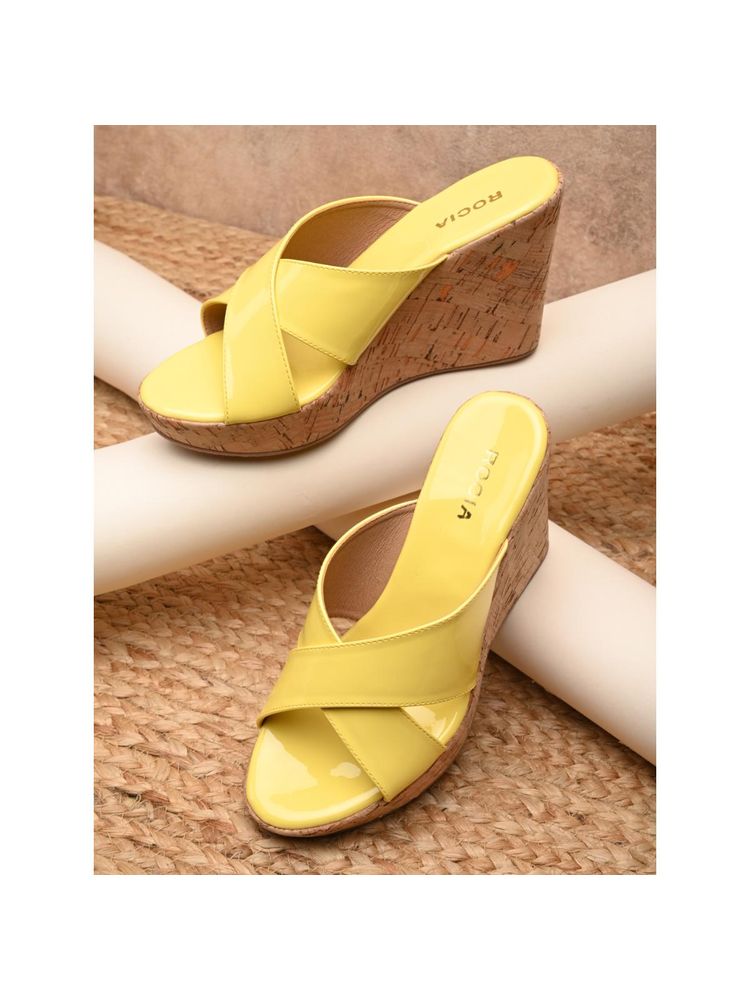 ROCIA By Regal Yellow Womens Casual High Wedges Heels-image-15