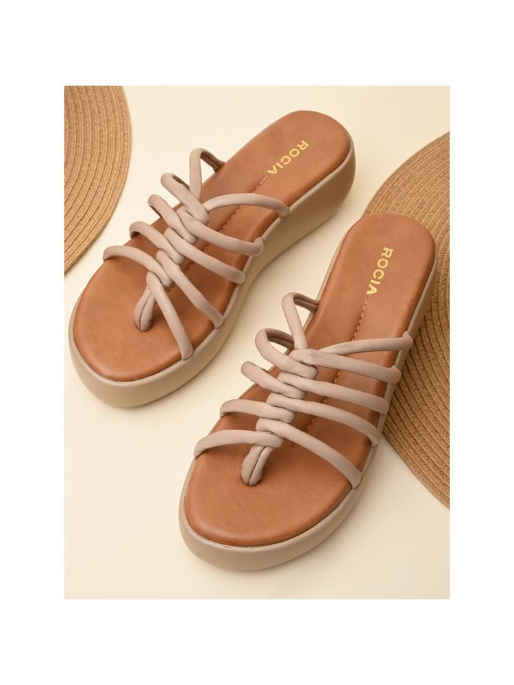 ROCIA By Regal Beige Womens Criss Cross Platforms Heels-picture-11