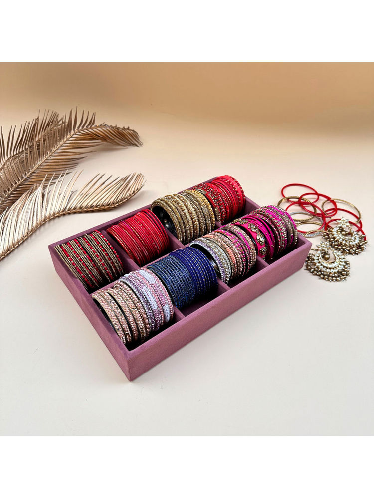 La Trove Dark Pink Luxury 8 Slot Bangle Organizer Tray