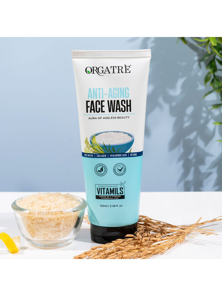 Orgatre Anti-Aging Face Wash With Rice Water, Collagen, Hyaluronic Acid & Retinol For Youthful Skin-picture-37