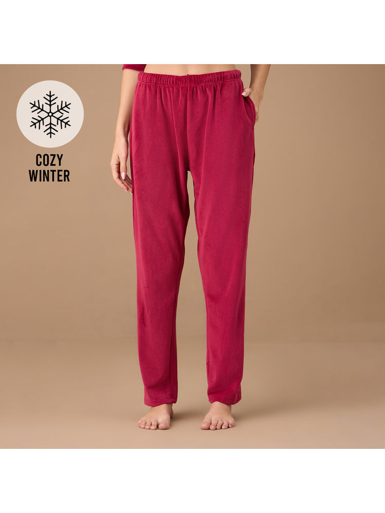 Nykd By Nykaa Velour Pants - NYS048 - Wine-picture-15