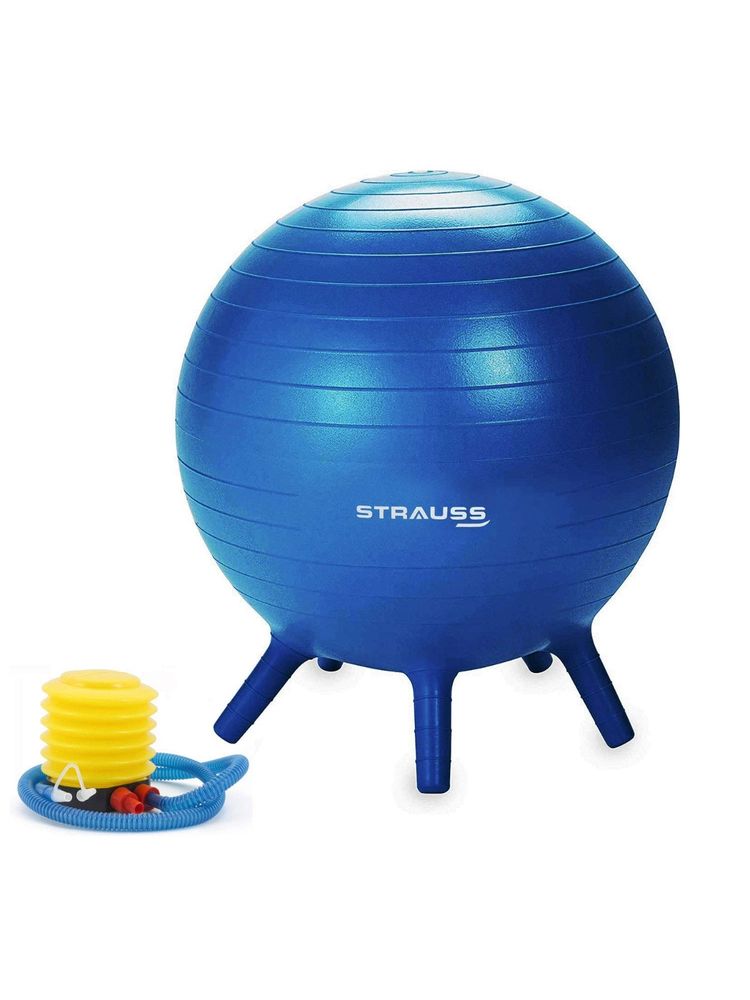 Strauss Rubber Anti-Burst Gym Ball, Stability Legs, 55 cm (Blue)-picture-28