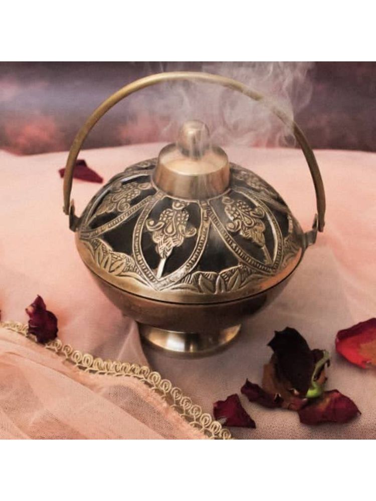 Ritualistic Vintage Brass Loban Lamp (Gold)-picture-38