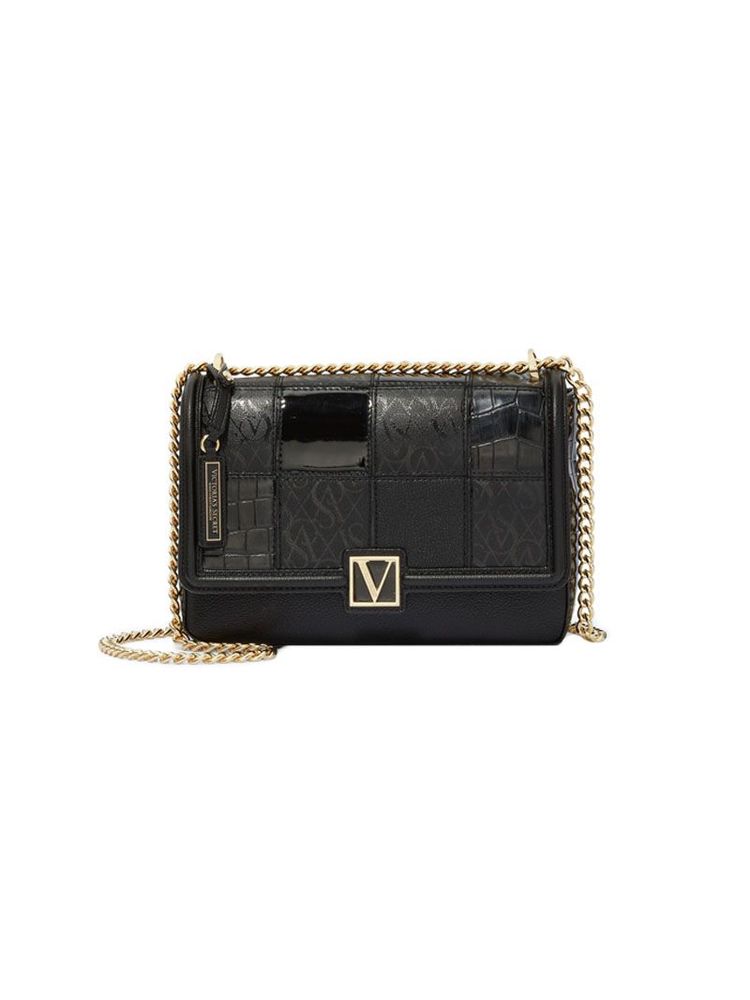 Victoria's Secret Medium Crossbody Bag Patch Logo Black-image-1