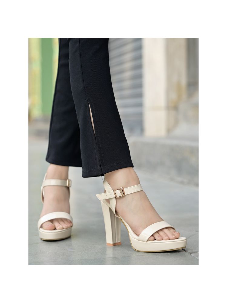 Shoetopia Women Cream Heels-image-43
