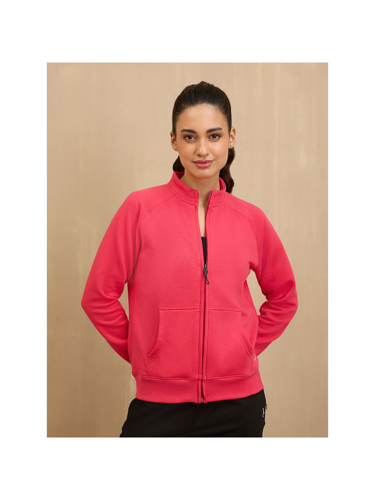 NYKD By Nykaa Cozy Fleece Zippered Jacket -NYLE704-Red-picture-11