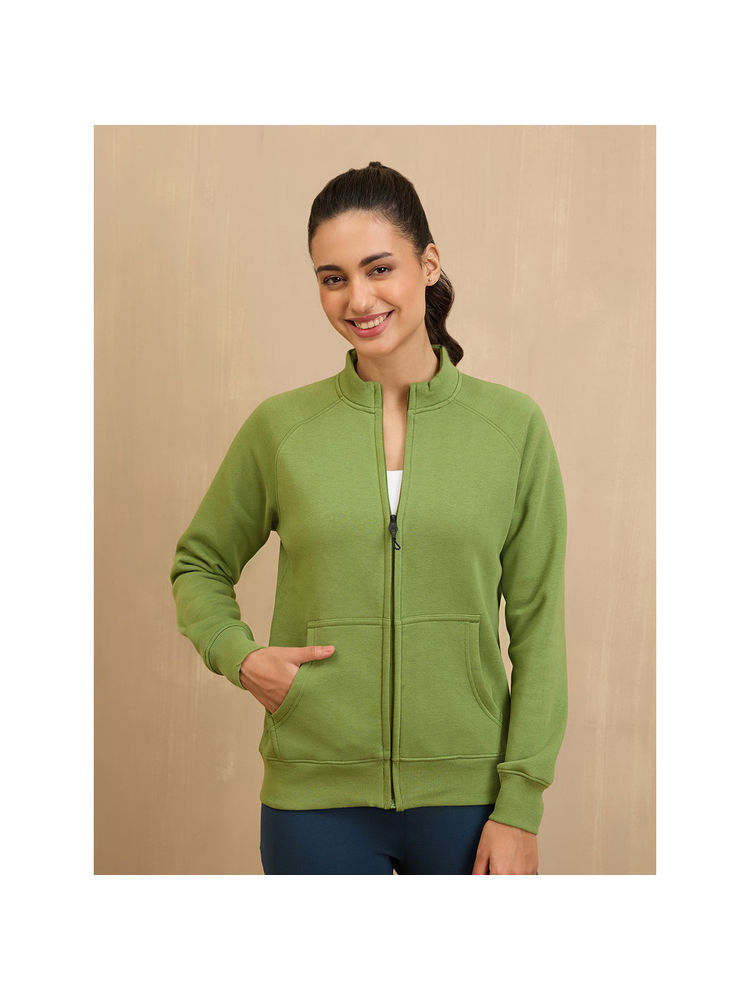 NYKD By Nykaa Cozy Fleece Zippered Jacket -NYLE704-Green-picture-24