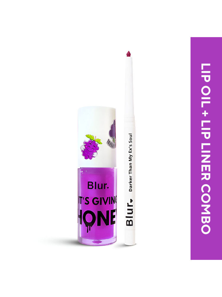 BLUR India Juicy Lip Oil + Lip Liner Combo - Plum Lip Liner & Grape Lip Oil-picture-11