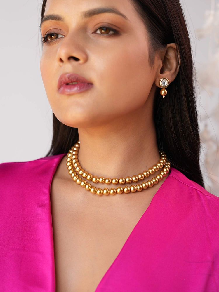 BINNI Ziva Golden 2 Strand Pearl Elegance Necklace Set-image-26