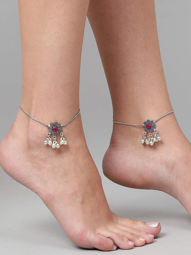 BINNI German Silver Flower Anklets-image-45