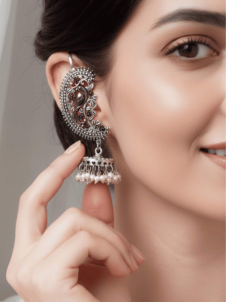 BINNI German Silver Ear Cuff Earrings with Dual-Tone Plating-image-21