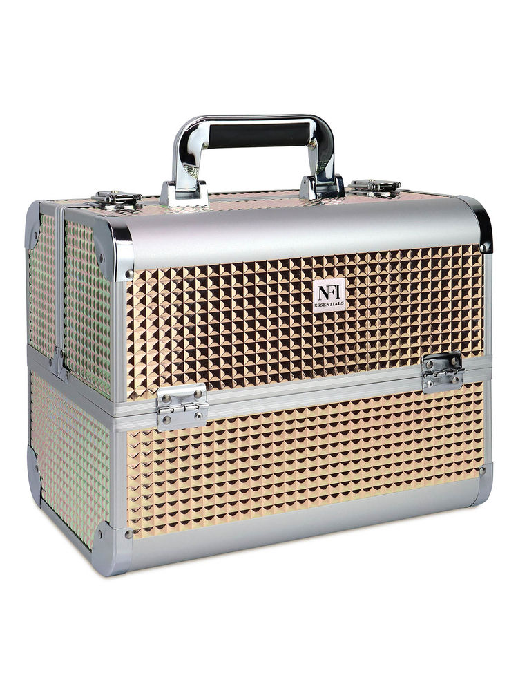 NFI Essentials Gold Cosmetic Organizer Box Storage Case for Women (L)