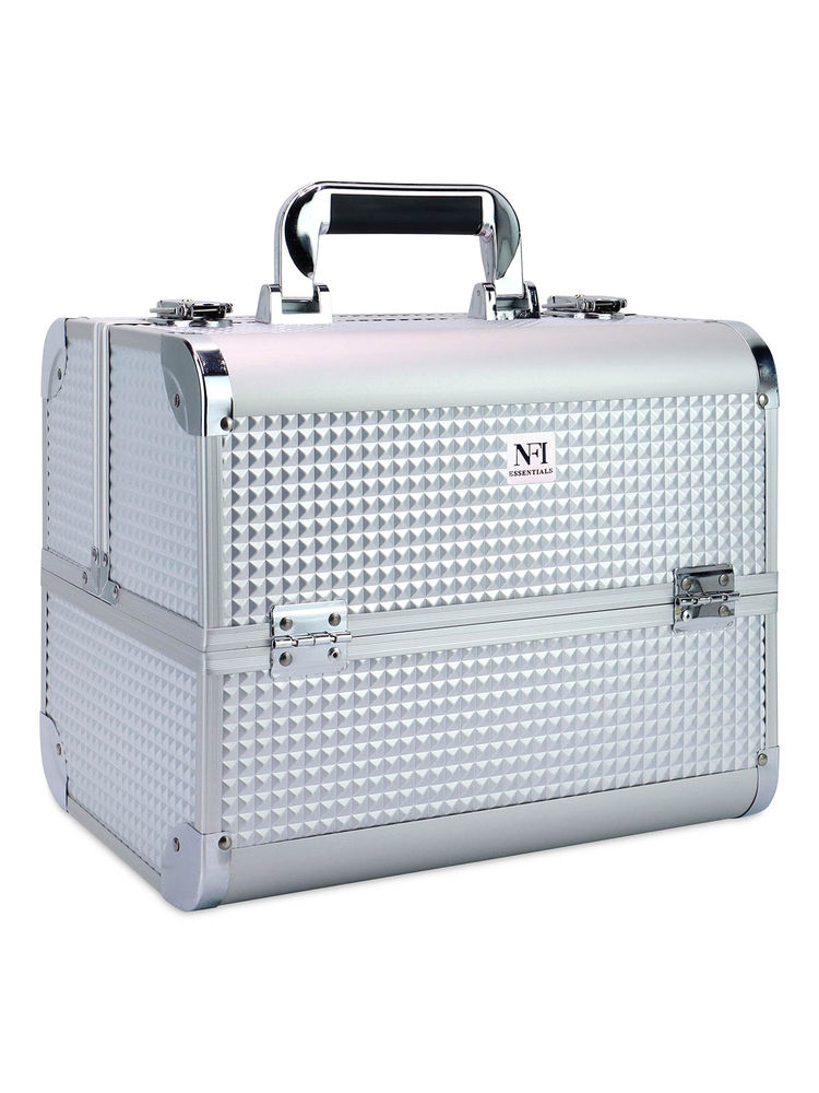 NFI Essentials Silver Cosmetic Organizer Box Storage Case for Women (L)