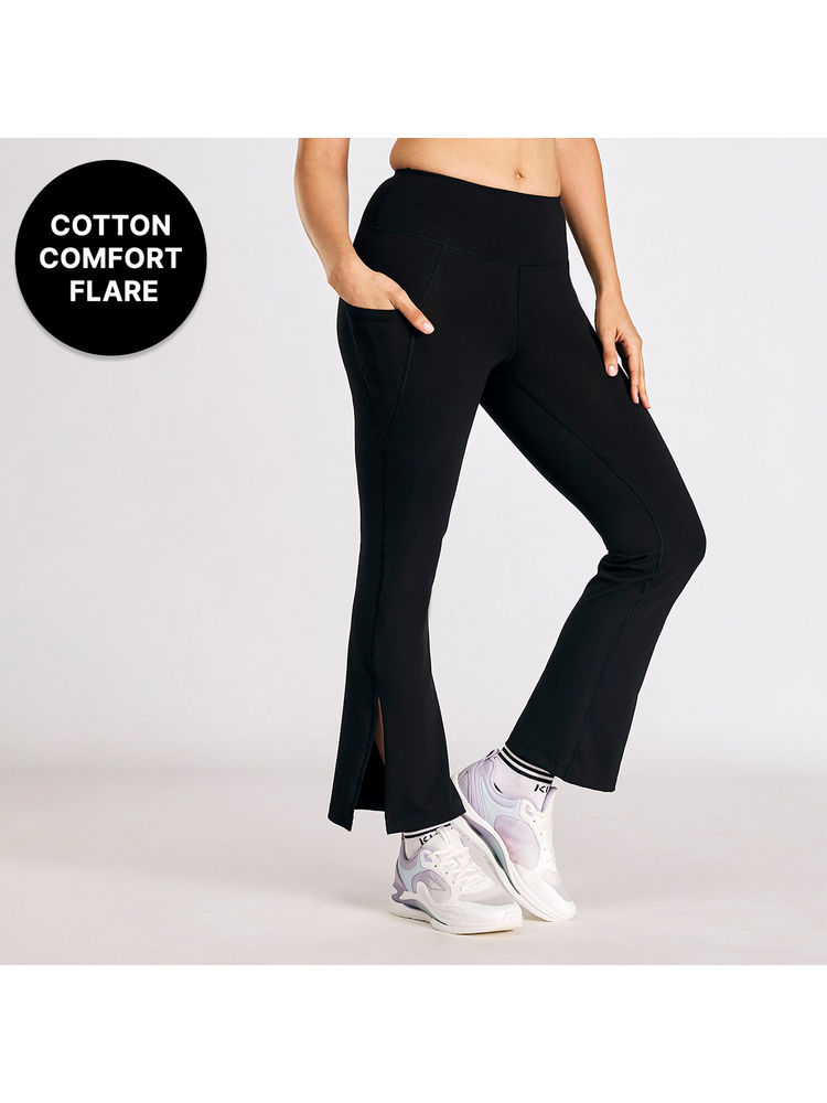 Kica Women High Waisted Cotton Side Slit Flared Pants With Side Pockets-picture-25