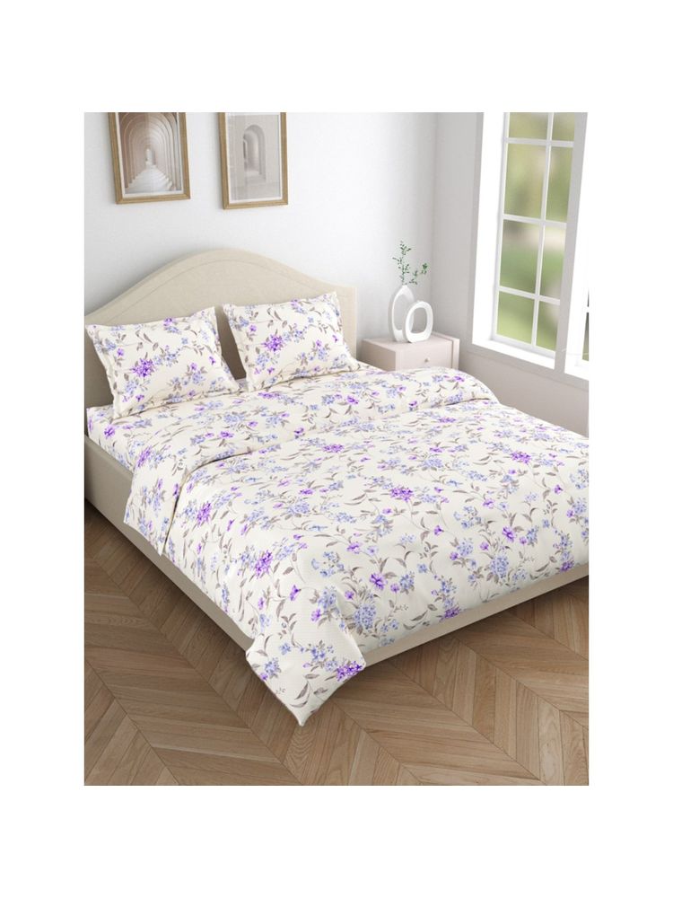 Haus & Kinder Double Microfiber Bedsheet with Pillow Cover Double Flat Purple, White-picture-32