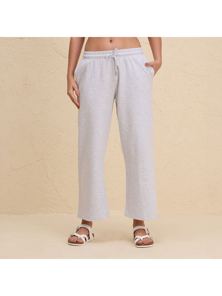 nykd by nykaa Comfort Cotton French Terry Straight Leg Lounge Track Pants NYLE606 Grey Melange-picture-10