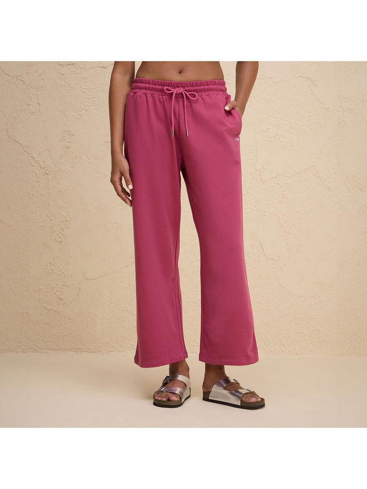 nykd by nykaa Comfort Cotton French Terry Straight Leg Lounge Track Pants NYLE606 Grape-picture-23