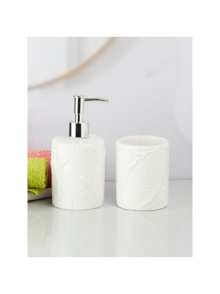Kookee White Ceramic Soap Dispenser & Toothbrush Holder-picture-24