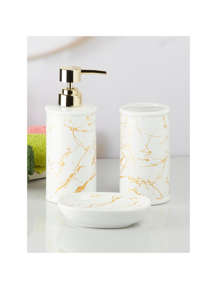 Kookee White Ceramic Bathroom Soap Dispenser & Dish with Toothbrush Holder-picture-16