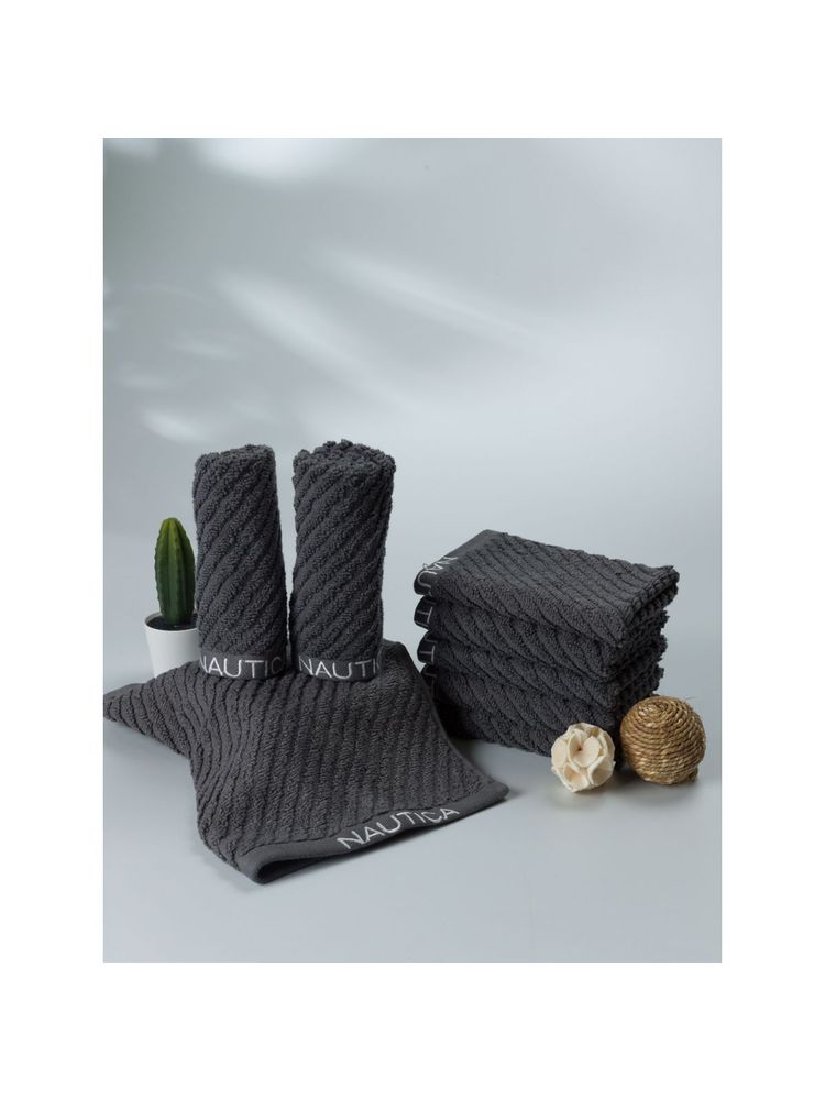 nautica accessories Nautica Fluffy Zero Twist Pure Cotton Towel, Set of 8 Face Towels Solid-Steel Grey-picture-14