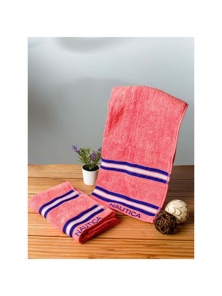 Nautica Super Soft Zero Twist Pure Cotton Towel, Set of 2 Hand Towels Solid-Coral-image-19