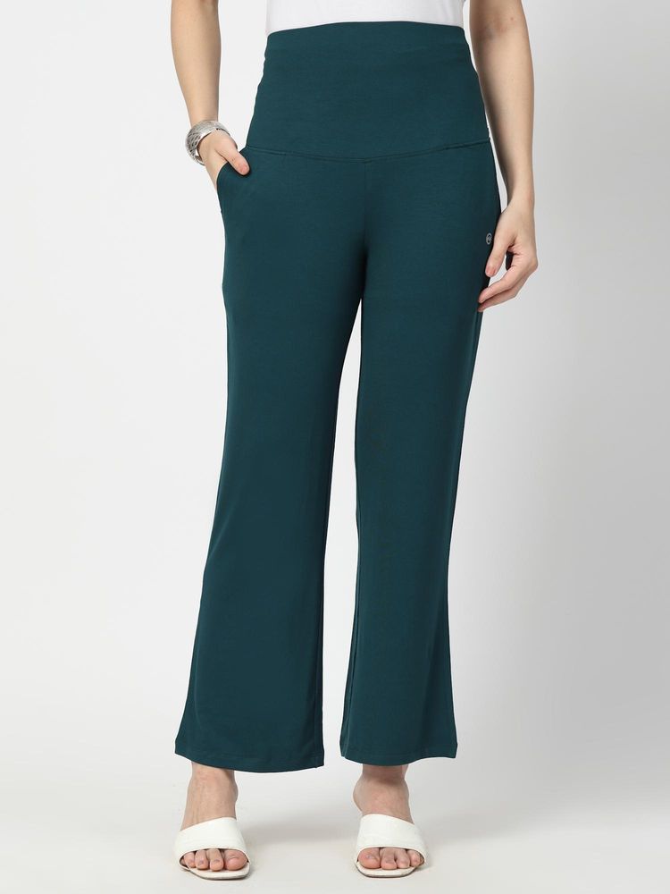 Zelena Emerald Green Viscose Elastane Maternity Pant-picture-20