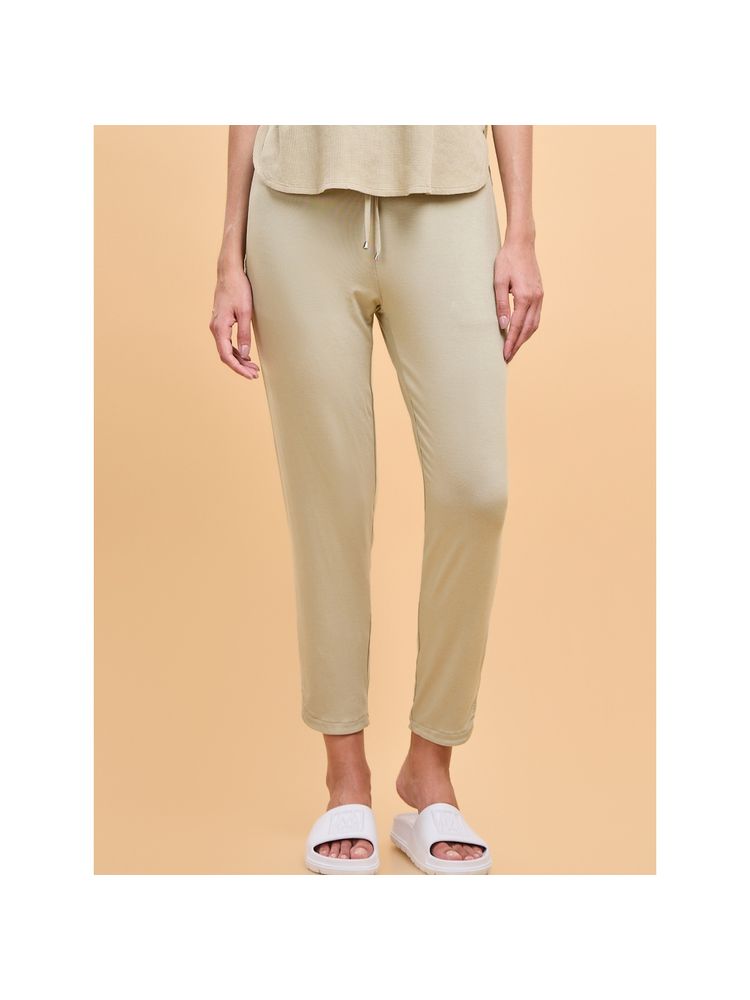 Enamor Mid Rise Shop In Pants 7/8th Length Drawstring Relaxed Fit Soft 4 Way Stretch E048-image-1