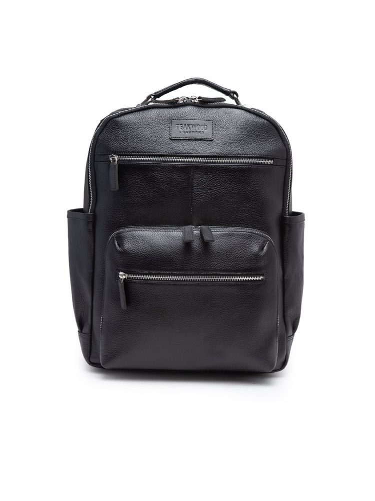 Teakwood Unisex Black Solid Medium Leather Backpack-picture-11