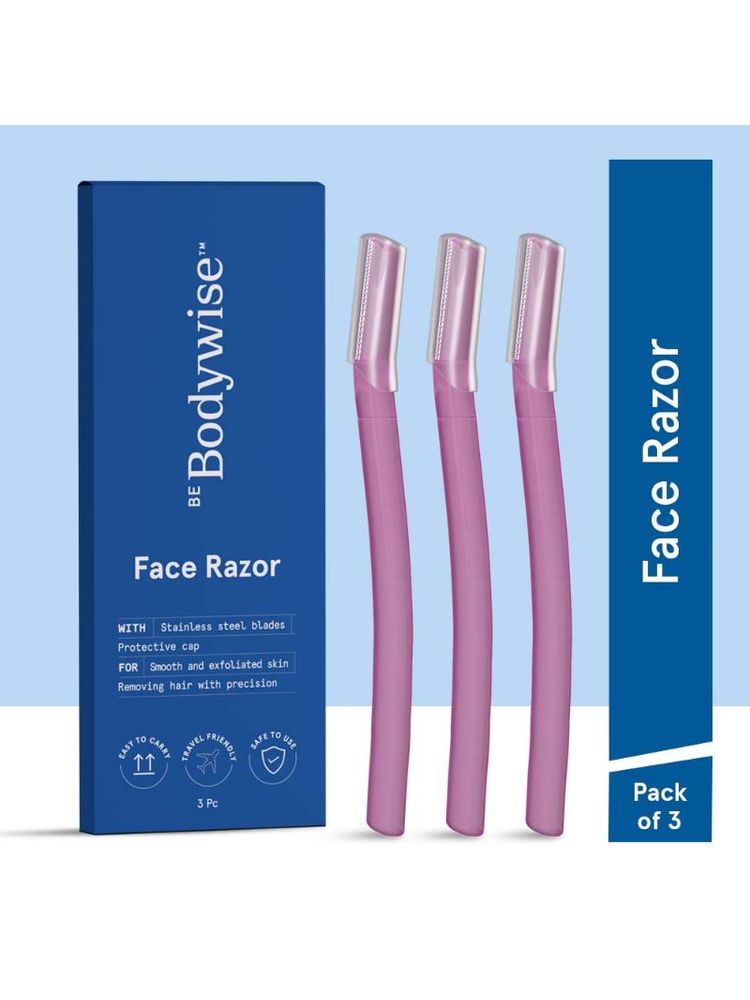 Be Bodywise Reusable Face Razor for Women - Suitable For Eyebrow, Upper lip & Chin - Pack of 3
