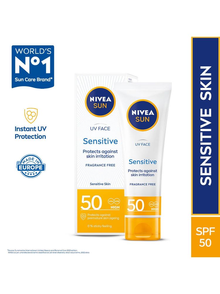 NIVEA Sun Sensitive Skin SPF 50 Sunscreen, Ultra Matte, No White Cast, Instant UV Protection-image-5