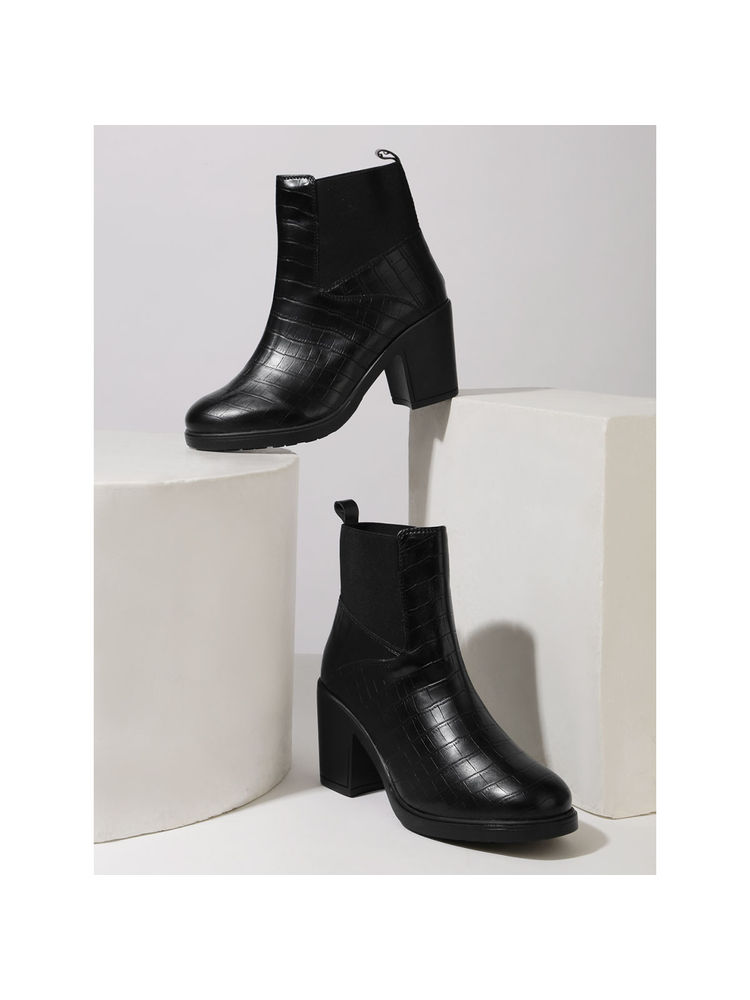 Truffle Collection Black Animal Print Boots-picture-11