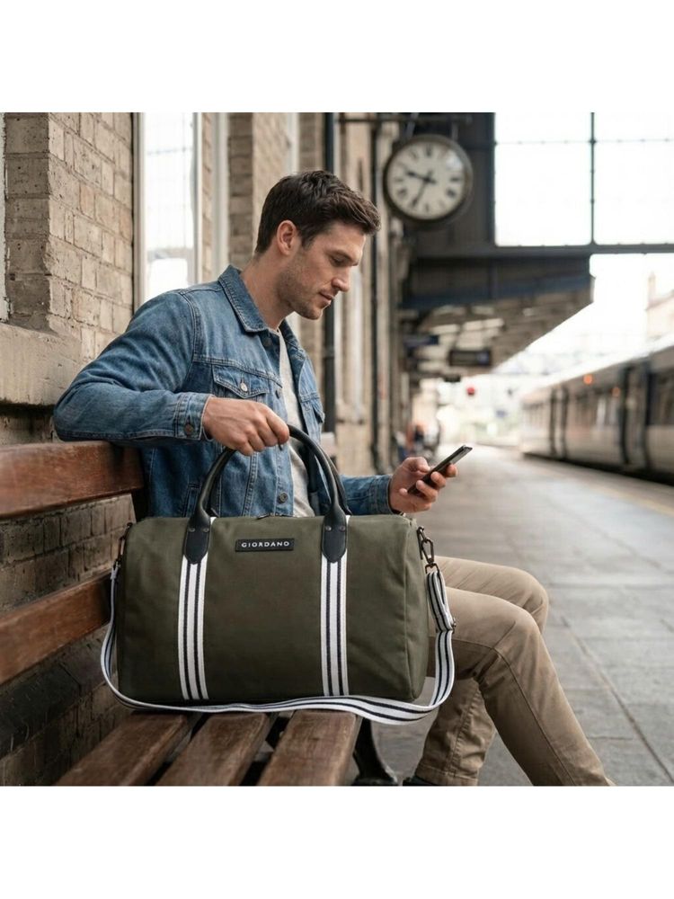 Giordano Unisex 36L Canvas Duffle Bag With Detachable Strap - Brown-picture-11