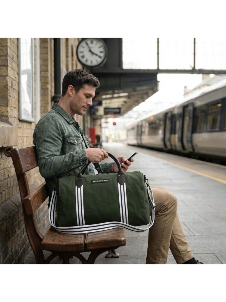 Giordano Unisex 36L Canvas Duffle Bag With Detachable Strap - Green-picture-12