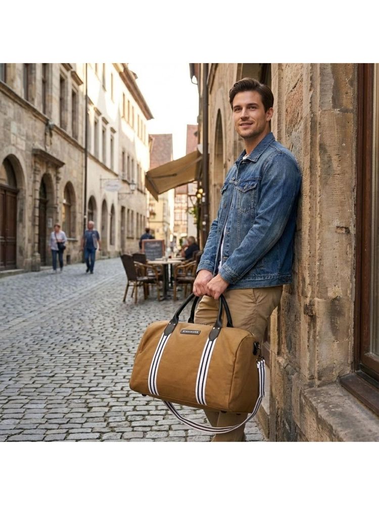 Giordano Unisex 36L Canvas Duffle Bag With Detachable Strap - Tan-picture-9