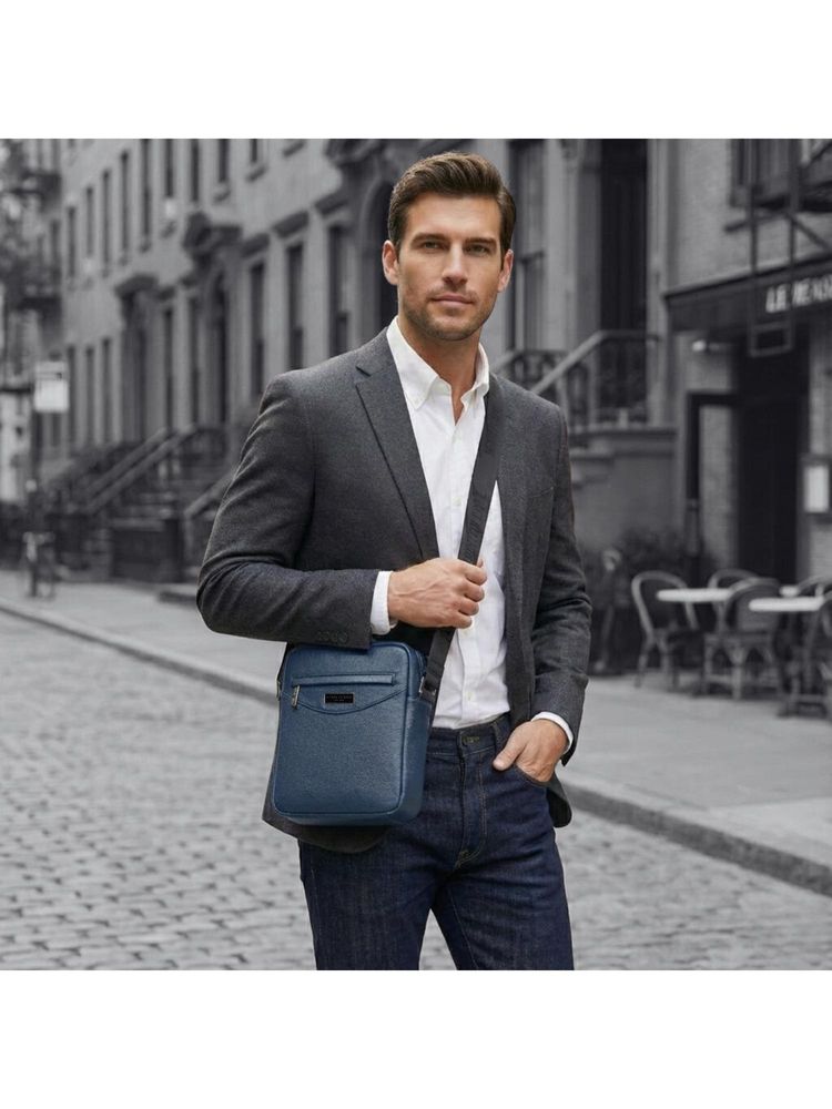 Kenneth Cole Unisex Compact Crossbody PU Sling Bag - Navy Blue-image-35