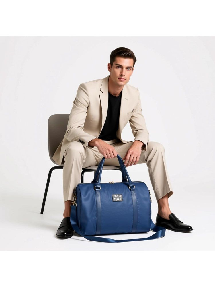 nautica accessories Nautica Unisex 26L Premium Polyester Duffel Bag With Detachable Strap - Navy Blue-picture-25
