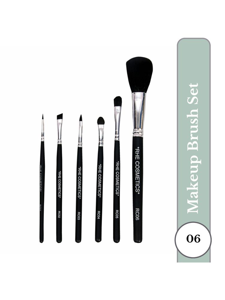 Rhe Cosmetics Premium Brush Set For Face & Eye Makeup - Pack of 06 Pcs