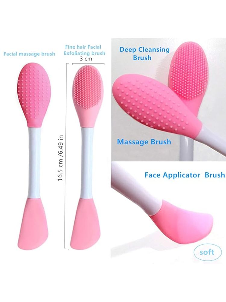 Rhe Cosmetics Face Mask Applicator & Face Wash Double Sided Brush - Baby Pink