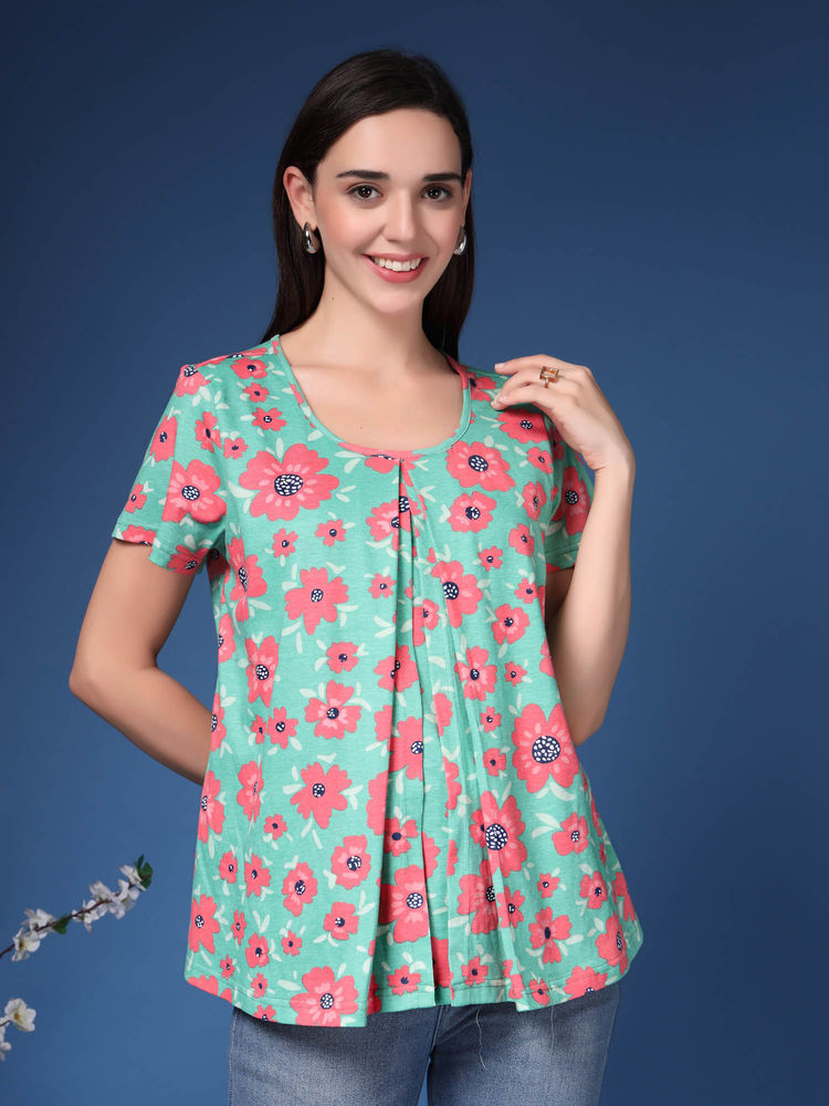 Zelena LYLA Floral Cotton Maternity and Nursing Top-picture-13