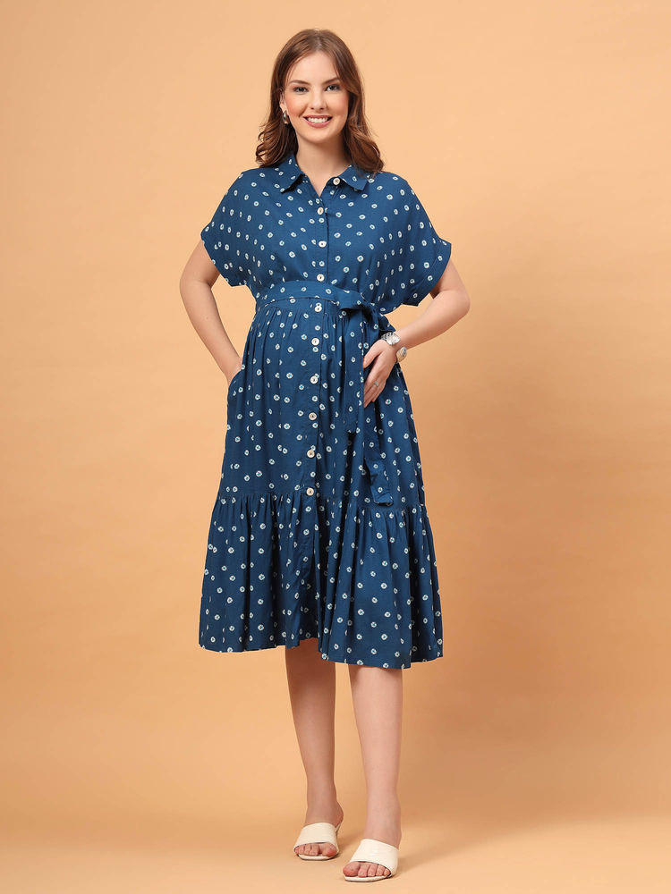 Zelena Nancy Tie-Dye Maternity and Nursing Shirt Dress-picture-28