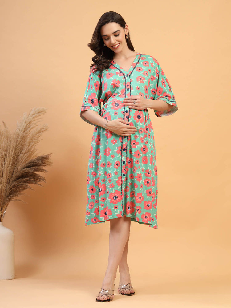 Zelena ELARA Blossom Trail Maternity Dress-picture-23