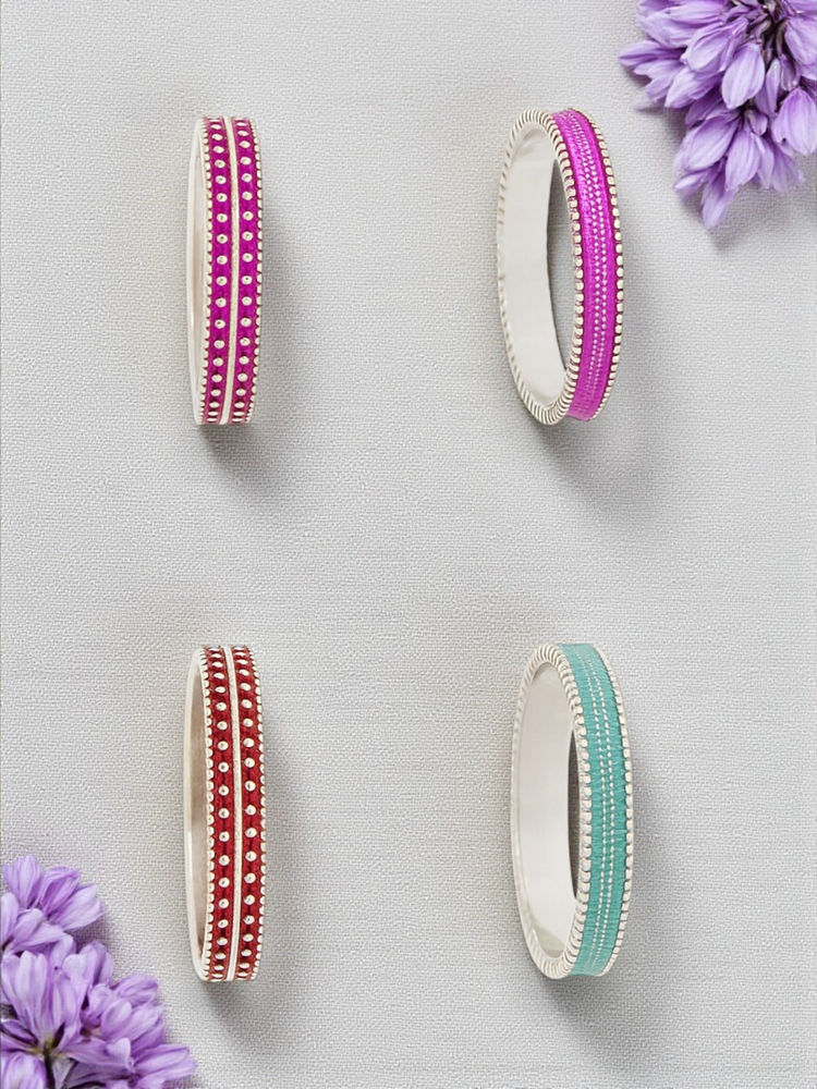 Accessher Multi-Color Silver Tone Rings (Pack of 4)-image-30