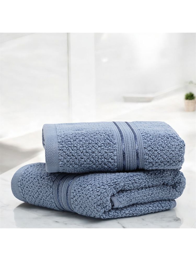 LANE LINEN 100% Cotton Hand Towels (Pack Of 2) - Dusk Blue-image-8