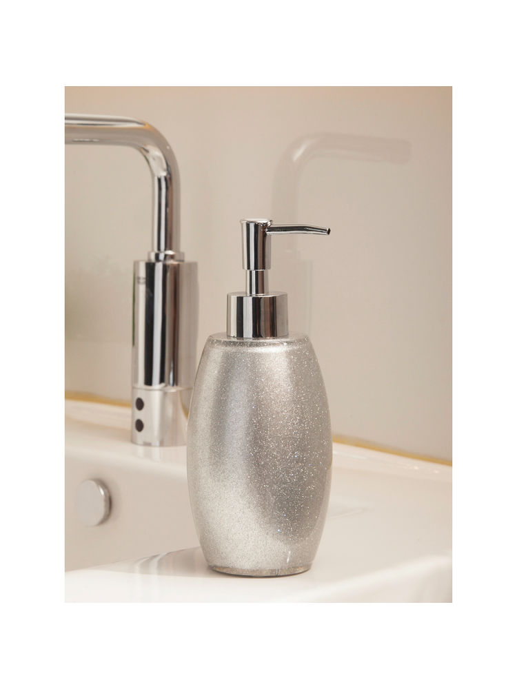 OBSESSIONS Polyresin Soap Dispenser for Bathroom & Kitchen, Silver-picture-23