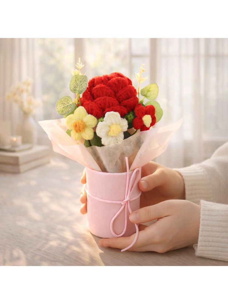 NFI Essentials Red Rose Crochet Flowers Bouquet-picture-15