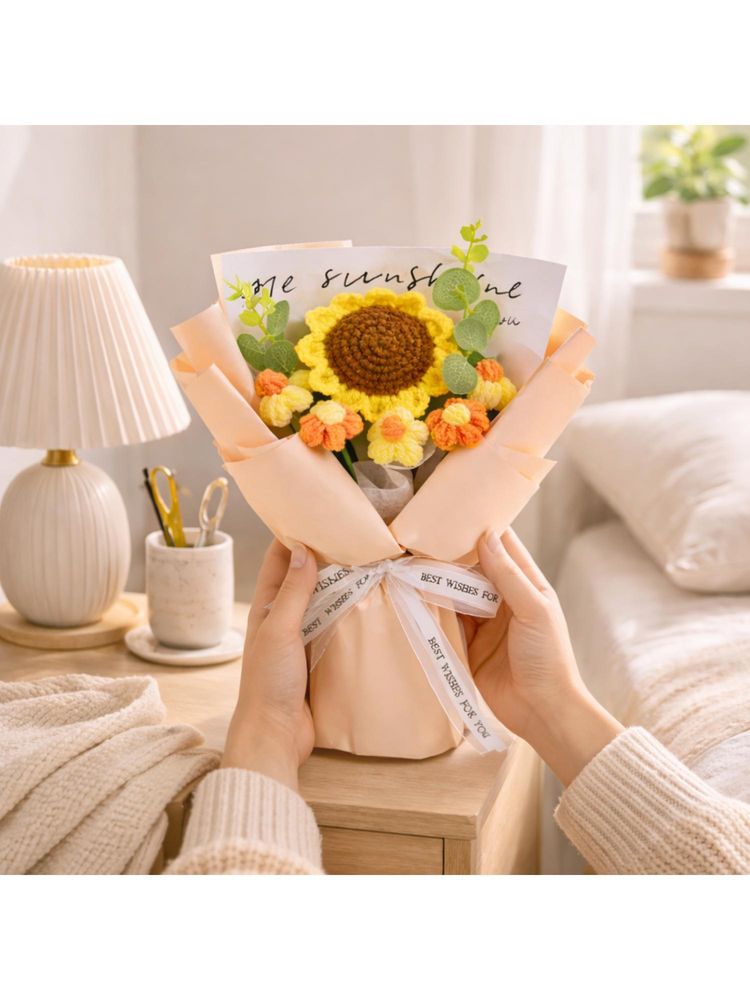 NFI Essentials Cotton Crochet Sunflower Bouquet-image-5