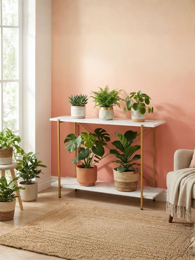 Ecofynd Jr Elix 2-Tier Dual Tone Metal Plant Stand (White & Gold)-image-18